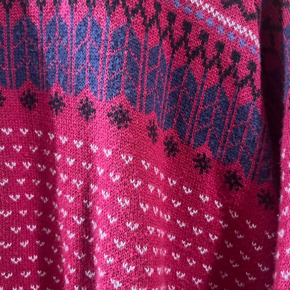 EDDIE BAUER Sweater Mens XL Nordic Southwestern Cotton Blend Raglan Sleeve Red - Picture 3 of 7